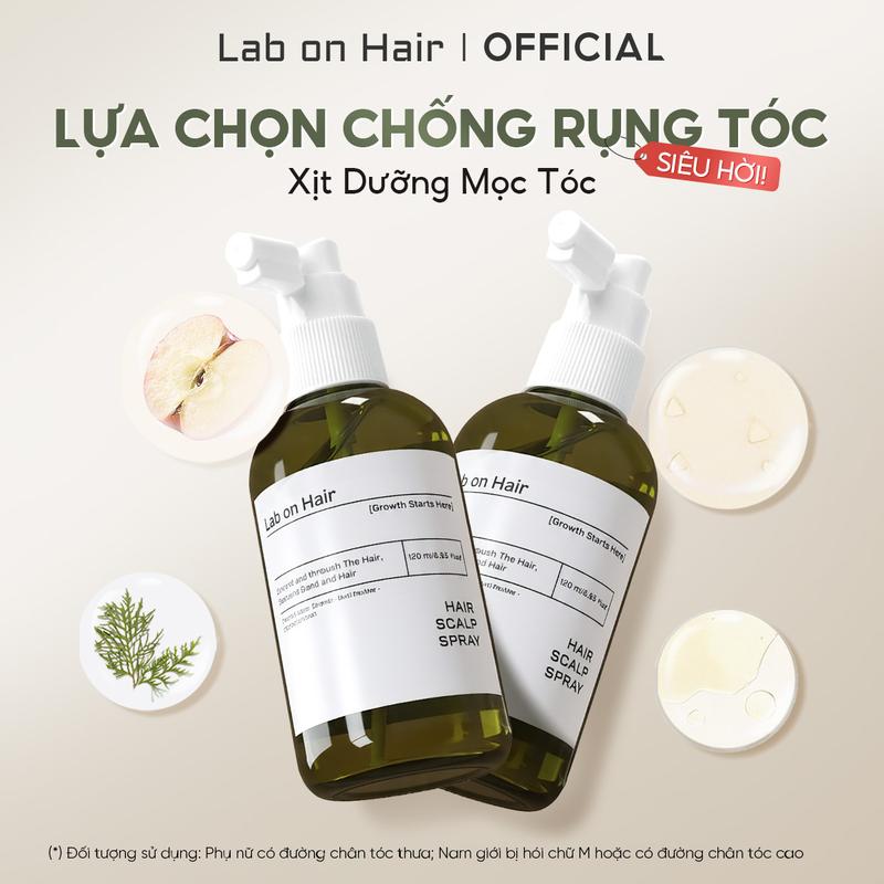 Combo 2 xịt mọc tóc Lab on Hair 160ml x2 với giấm táo Redensyl hỗ trợ dưỡng ẩm và cải thiện tình trạng tóc hư tổn