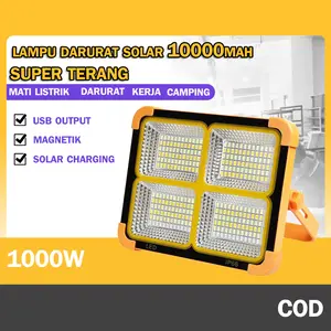 Lampu Solar 1000W LED 10000mAh Super Terang 3 Warna Magnet + Powerbank Emergency Lamp Anti Mati Lampu