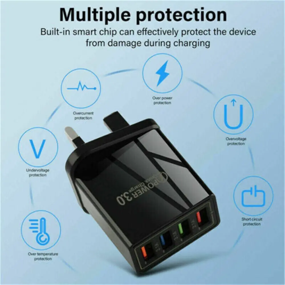 Universal 4 Ports USB Transformer Adapter Power Supply Wall Charger Fast Quick Charger