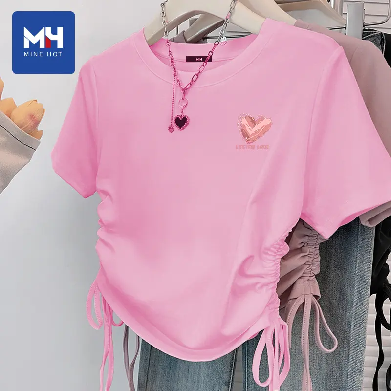 Baju Anak Crop top Usia 1 2 3 4 5 6 7 8 9 10 11 12 Tahun perempuan bahan catton 30s tali serut heart