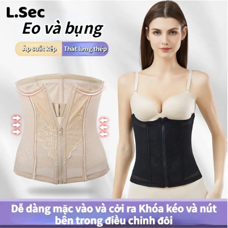 Đai nịt bụng kéo khóa giảm mỡ siêu tốc thon gọn định hình vòng 2 Mã nẹp shapewear bodysuit định hình