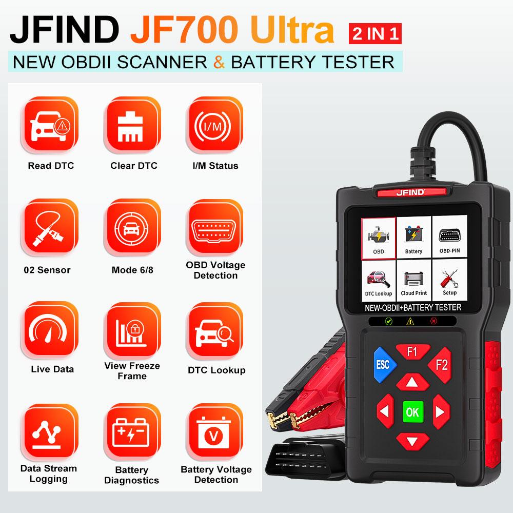 【ภาษาไทย】เครื่องอ่านบอร์ดวินิจฉัย OBD2 รถยนต์และรถจักรยานยนต์, JFind JF700 Ultra, อ่านรหัสความผิดพลา