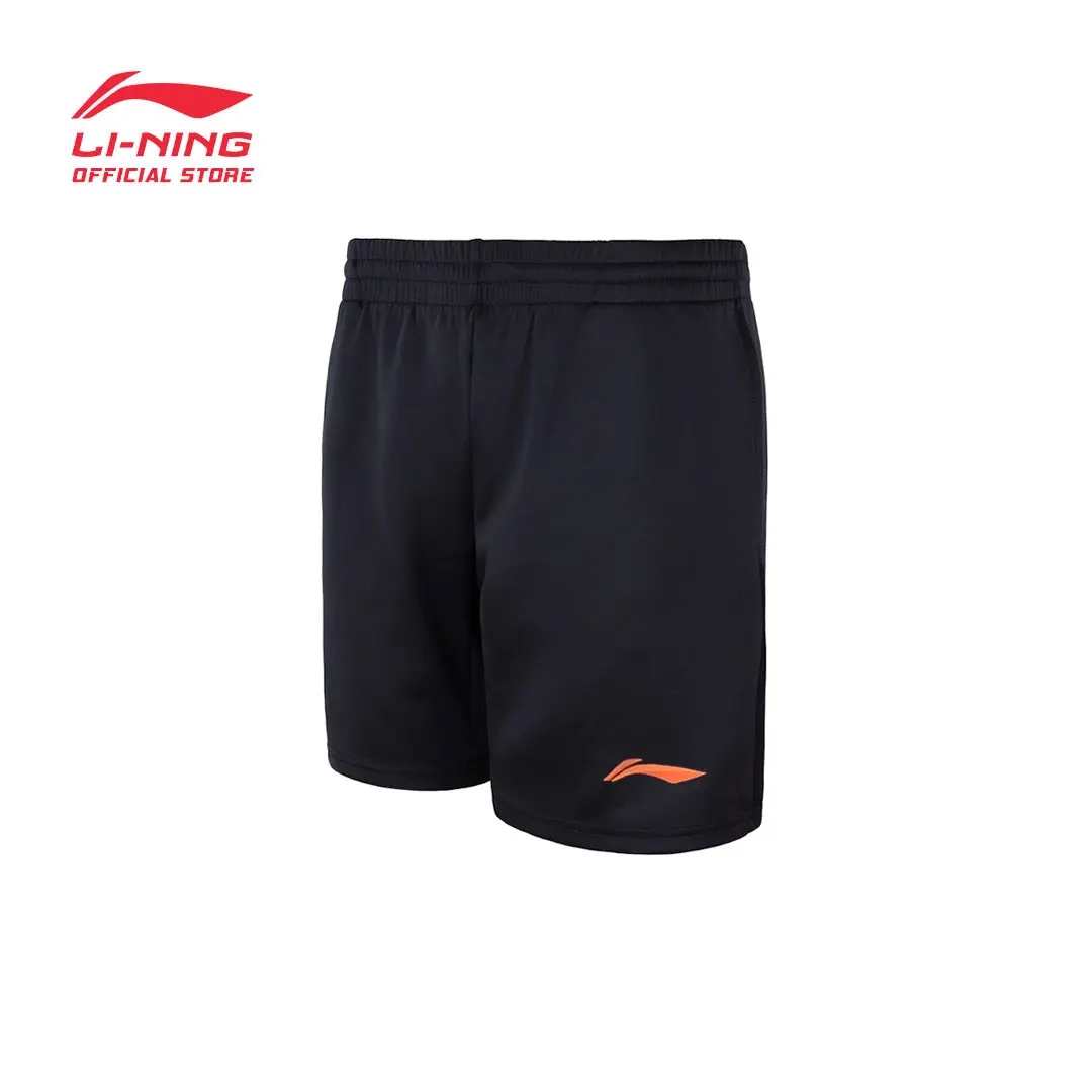 LI-NING BADMINTON TRAINING SHORTS - BLACK/ORANGE LOGO - AKSM519-3