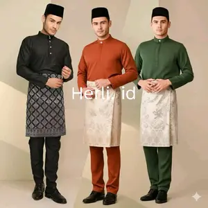 setelan baju teluk belanga baju cekak musang baju adat melayu baju muslim Koko Pria Dewasa ( TIDAK TERMASUK SARUNG SONGKET )
