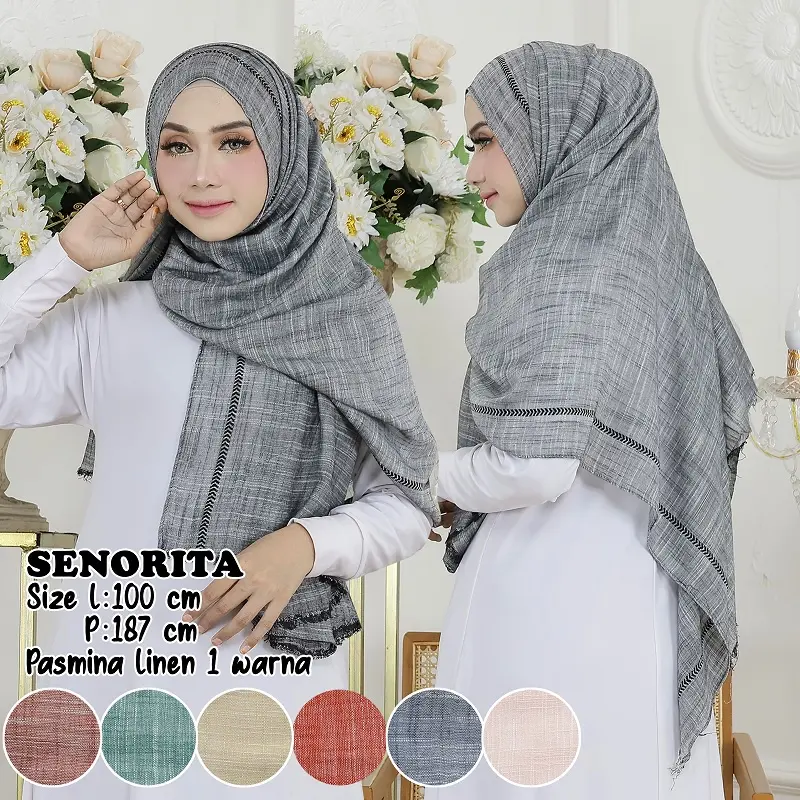 Pashmina Linen 1 Warna Kerudung Turky 0