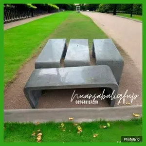 Bangku Outdoor Teraso || Bangku Terazzo Model Letter U Warna Abu