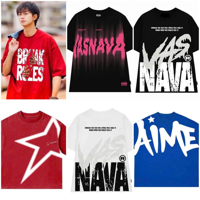   COMBO 5  Áo Thun Nam Nữ Unisex Cổ Tròn Phông Form Rộng Lửng Tay Cổ Tròn 