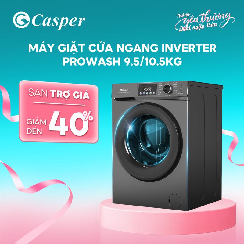 Máy giặt cửa ngang Casper Inverter 8.5KG/ 9.5KG/ 10.5KG - Tự động vệ sinh lồng giặt, Giặt hơi nước - WF-D8VWR1/ WF-95VG5/ WF-D95VGR1/ WF-105VG5/ WF-D105VGR1