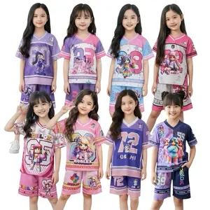 Setelan Jersey Anak Perempuan Full Printing Kaos Jersey 1-11 Th Motif Lucu dan Warna Cerah Bahan Premium   Milano Import Lembut Nyaman Anti Bacterial & Anti UV