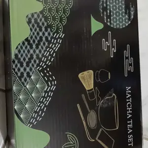 7Pcs Alat Matcha Making Set Matcha Bowl Keramik / Pengaduk Matcha Bambu / Sendok / Matcha Whisk Stand Holder / Saringan / Kain Lengkap Pengaduk Matcha Bambu Hadiah Tradisional Matcha Jepang