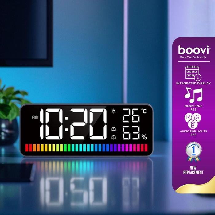 Gambar Boovi JD013 Jam Digital Tampilan Multifungsi Suhu Temperature Humidity Kelembapan Lampu RGB Bar Alarm Clock Rechargable dari Boovi Official Kota Administrasi Jakarta Barat Tokopedia