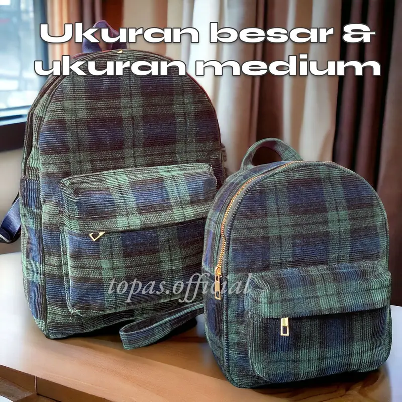 MS Tas Paula Ransel Vintage Multifungsi Corduroy Terbaru - Sekolah, Wanita 3