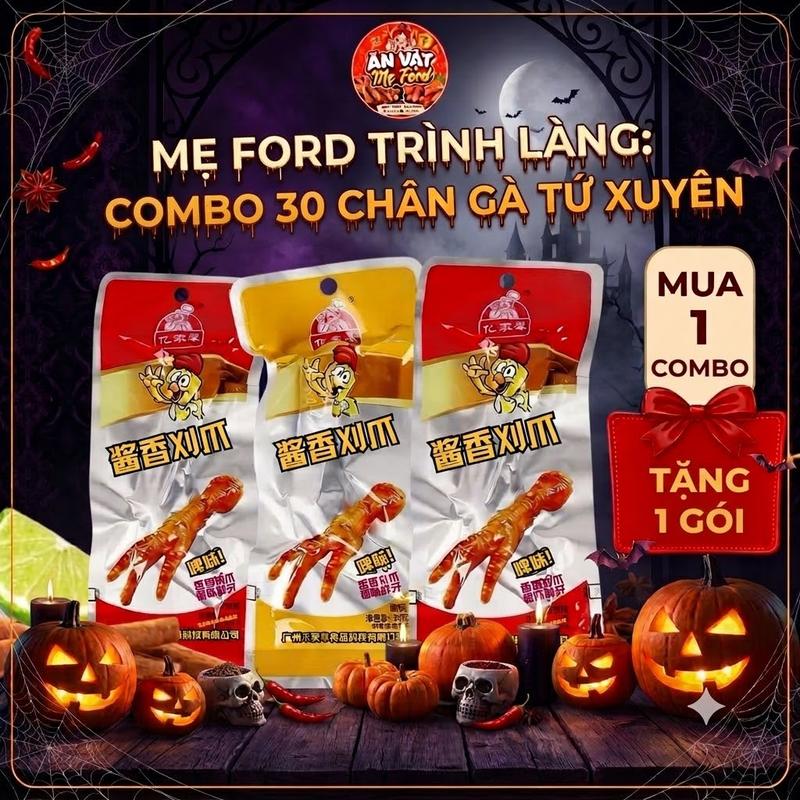 Combo 30 Chân Gà Tứ Xuyên, Chân Gà Cay Tứ Xuyên Gói 35G, ăn vặt cổng trường
