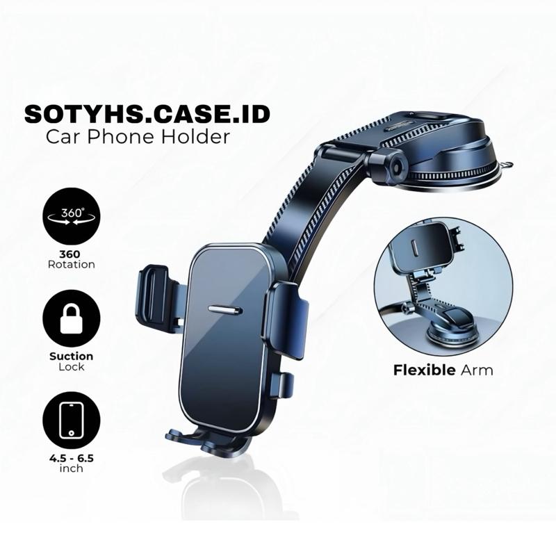 Phone Holder Dashboard Kaca Mobil 360° Rotation Flexible Strong Suction CUP Car Holder Universal