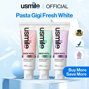 usmile Pasta Gigi Fresh White 110gr - Odol Parfum Terinspirasi Wangi Parfum Swiss | Napas Segar 12 Jam | Menghilangkan Bau Mulut | Whitening Toothpaste | Membersihkan Noda Gigi | Nafas Segar | Pasta Gigi Whitening | Pemutih Gigi | Gigi Sensitif