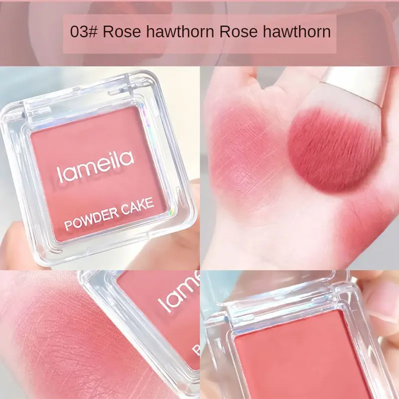 Phấn má hồng dạng bột Lameila, 4 tông màu, hồng ngọt ngào, kèm cọ, 3591 7
