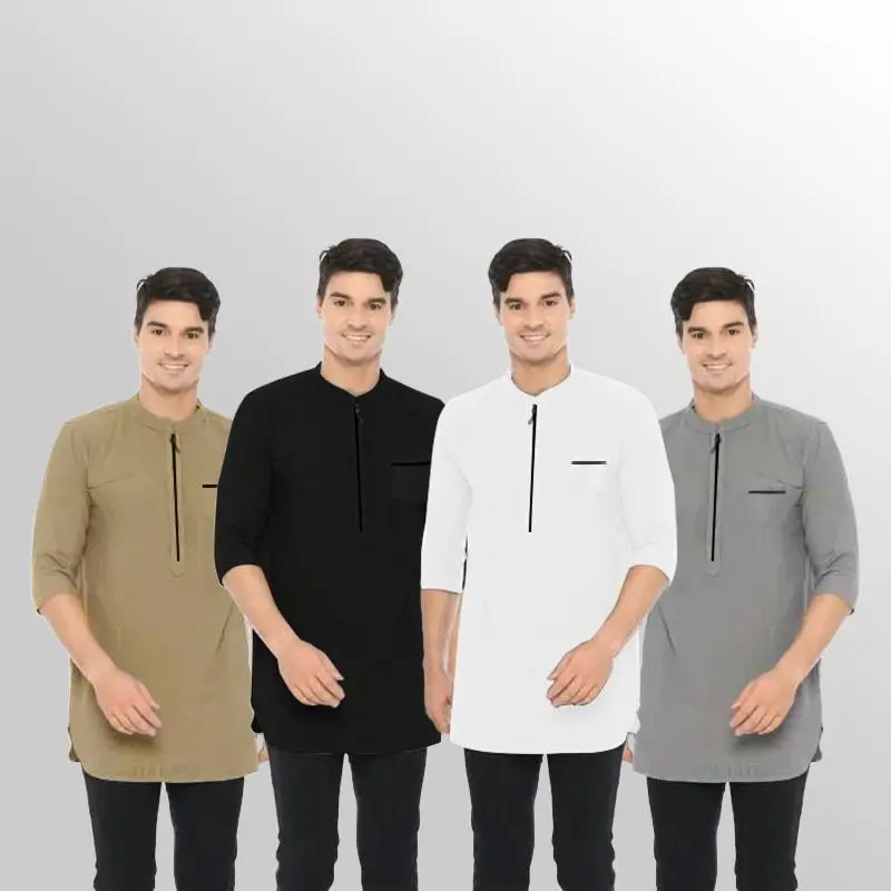Baju Koko Resleting Kemeja Pria Man shirt MuslimFashion lslamic Premium Timur Tengah Polyester