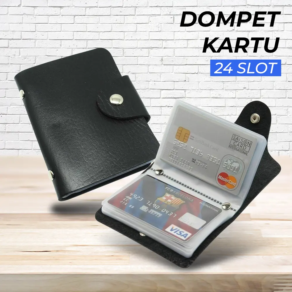 Dompet Kartu Minimalis Card Wallet Kulit PU 24 Slot - C170 - Black Pria Uang