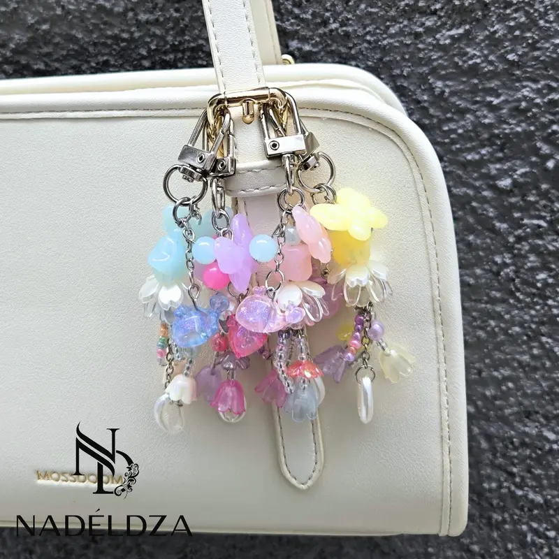 Nadeldza Jellyfish Bagcharm Bunga Aesthetic Glow in the dark Luna Series/ Gantungan Tas HP Ubur-ubur Bunga Aesthetic 1