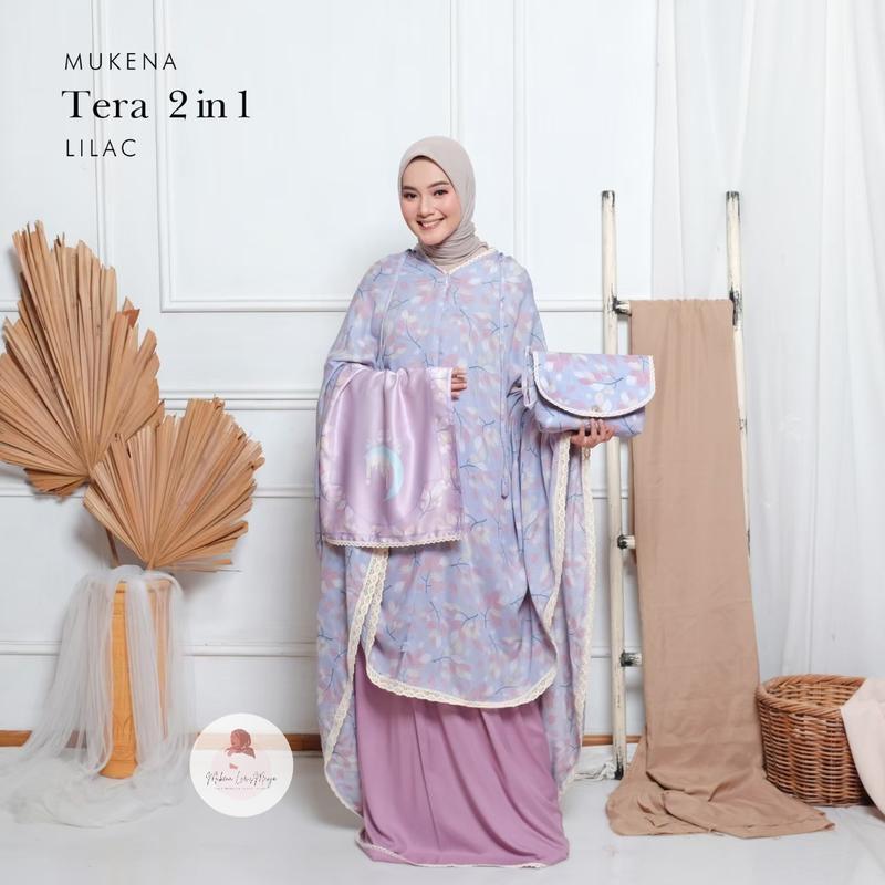 mukena rayon printing tera 2in1 (free tasbih) // cuci gudang last stock 5