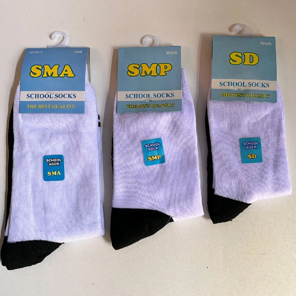 3 pasang dan 6 pasang kaos kaki anak sekolah SD SMP SMA putih PE premium tebal