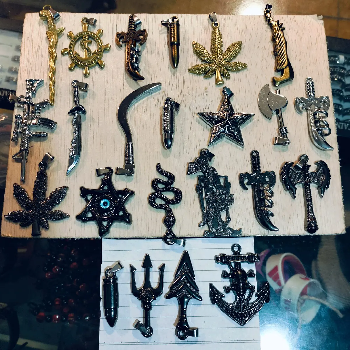 Liontin Bandul Kalung Keris Bintang Rasta Jangkar Metal DKK