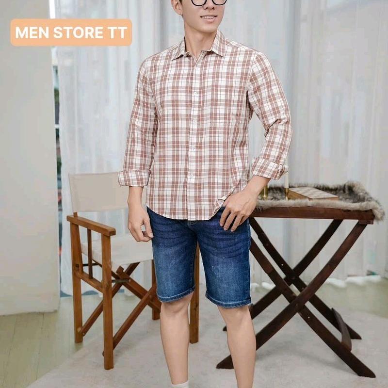 Áo sơ mi nam ca rô cô tôn tay dài mềm mịn thoáng mát, thấm hút mồ hôi - Có Cổ - Menswear Shirt 6