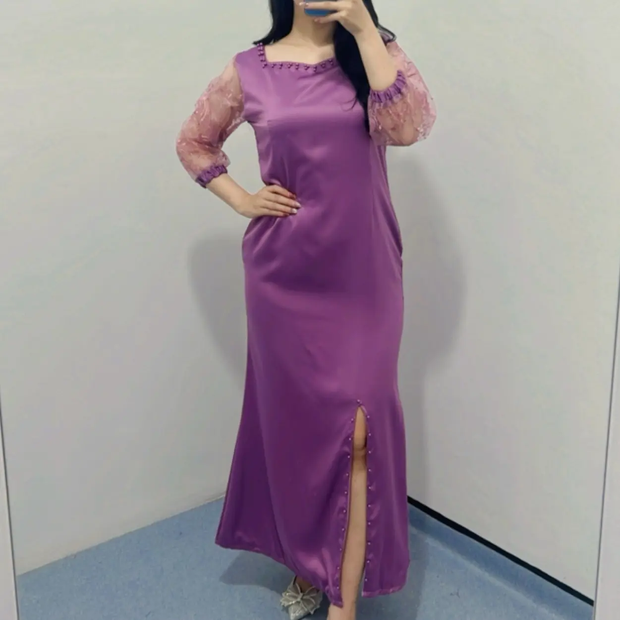 Dress Nagita /Dress velvet / Dress wanita /Dress pesta Panjang Formal Tile Gaun Kondangan Brokat Natal Wisuda Mewah Mewah Mewah
