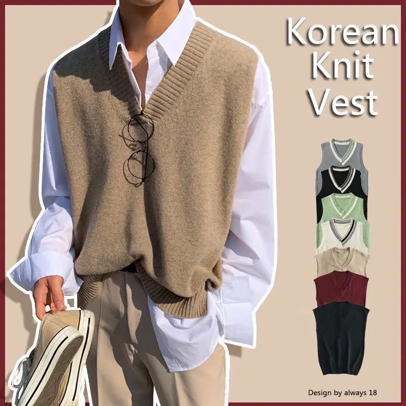 Áo len cổ lọ Firstrich-V dành cho nam giới, áo vest phong cách preppy Hàn Quốc M-2XL , áo dệt kim cổ chữ v INS, áo ghi lê nam, đồ dệt kim không tay rộng rãi
