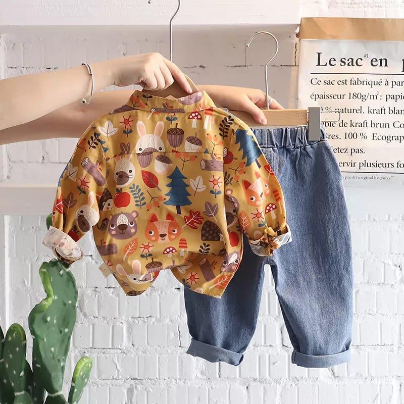 Babylovanta - Setelan keren anak laki-laki / Setelan kemeja animal / Setelan premium 3