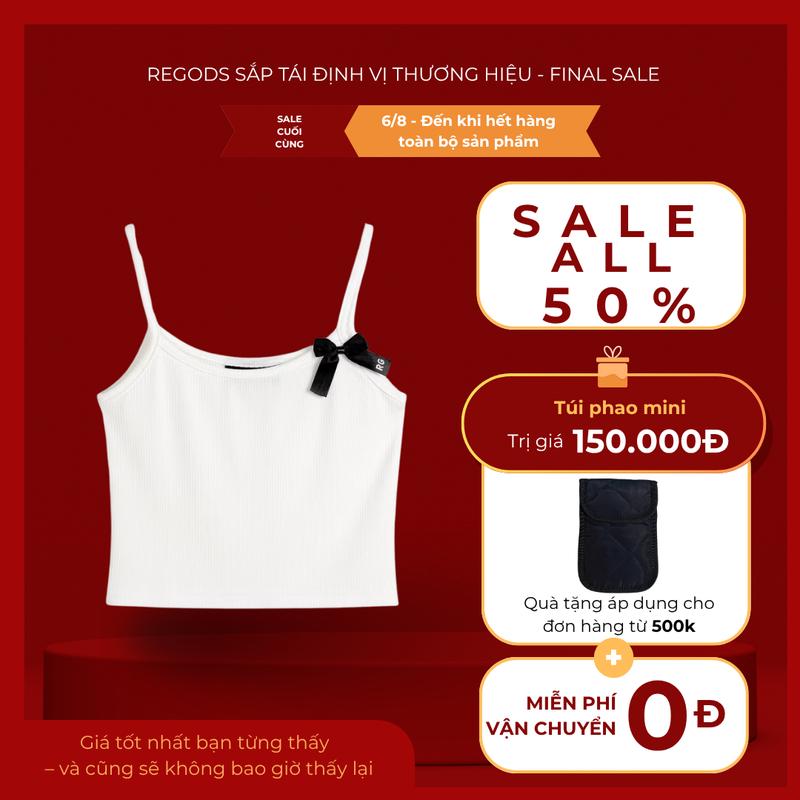 [ FINAL SALE ALL 50% ] Áo 2 dây nữ Dáng ôm cotton rib REGODS  ghim cài nơ dễ thương - Rei Top