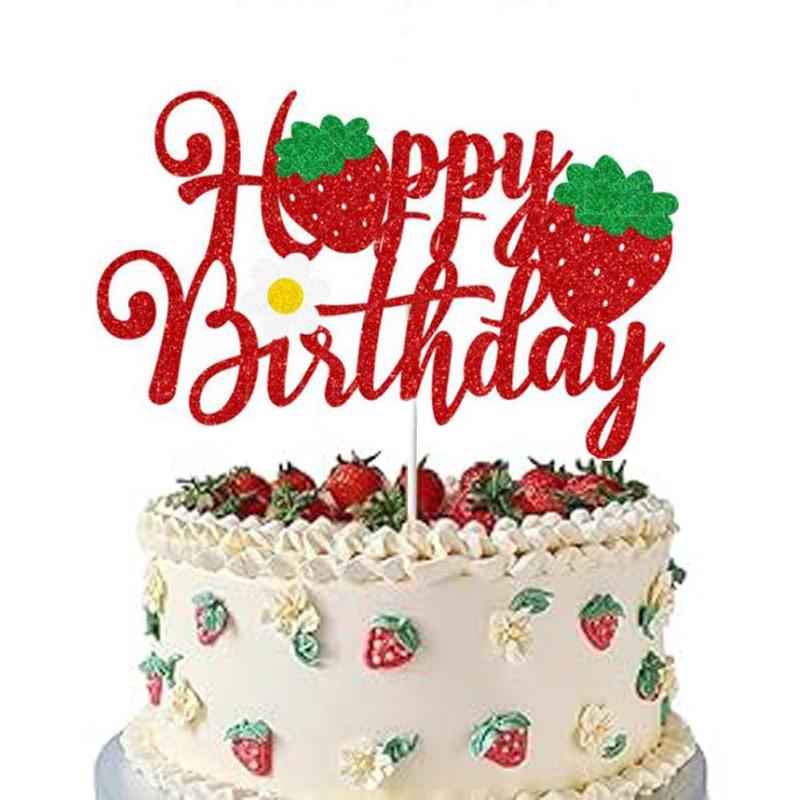 Product Introduction of Strawberry Fruit Theme Birthday Cake Topper Food Grade Baking Accessories Birthday Party Cake Decoration 4