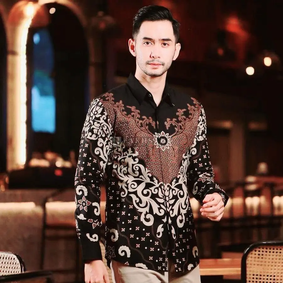 Kemeja Batik Pria Lengan Panjang Casual dari Bahan Katun Poly - All Size - Distro, Slim Fit, Dewasa, Cowok, Hem, Putih, Motif, Pendek, Hitam, Baju