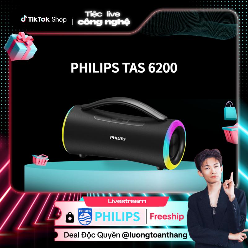 [PHILIPS X LƯƠNG TOÀN THẮNG] Loa Bluetooth Philips TAS6200 – Công suất lớn 40W | 10h phát nhạc | Sạc Type-C | Âm bass mạnh mẽ