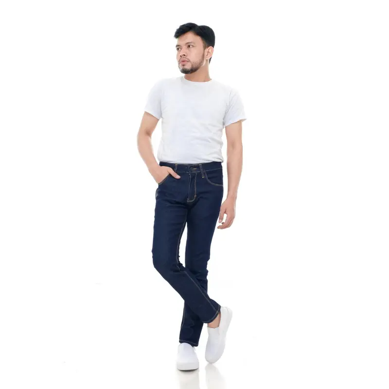 Celana Jeans Panjang Pria Slim Fit Streetch Ori EIGHT LIGHT DENIM 08 Premium Navy Garment 3