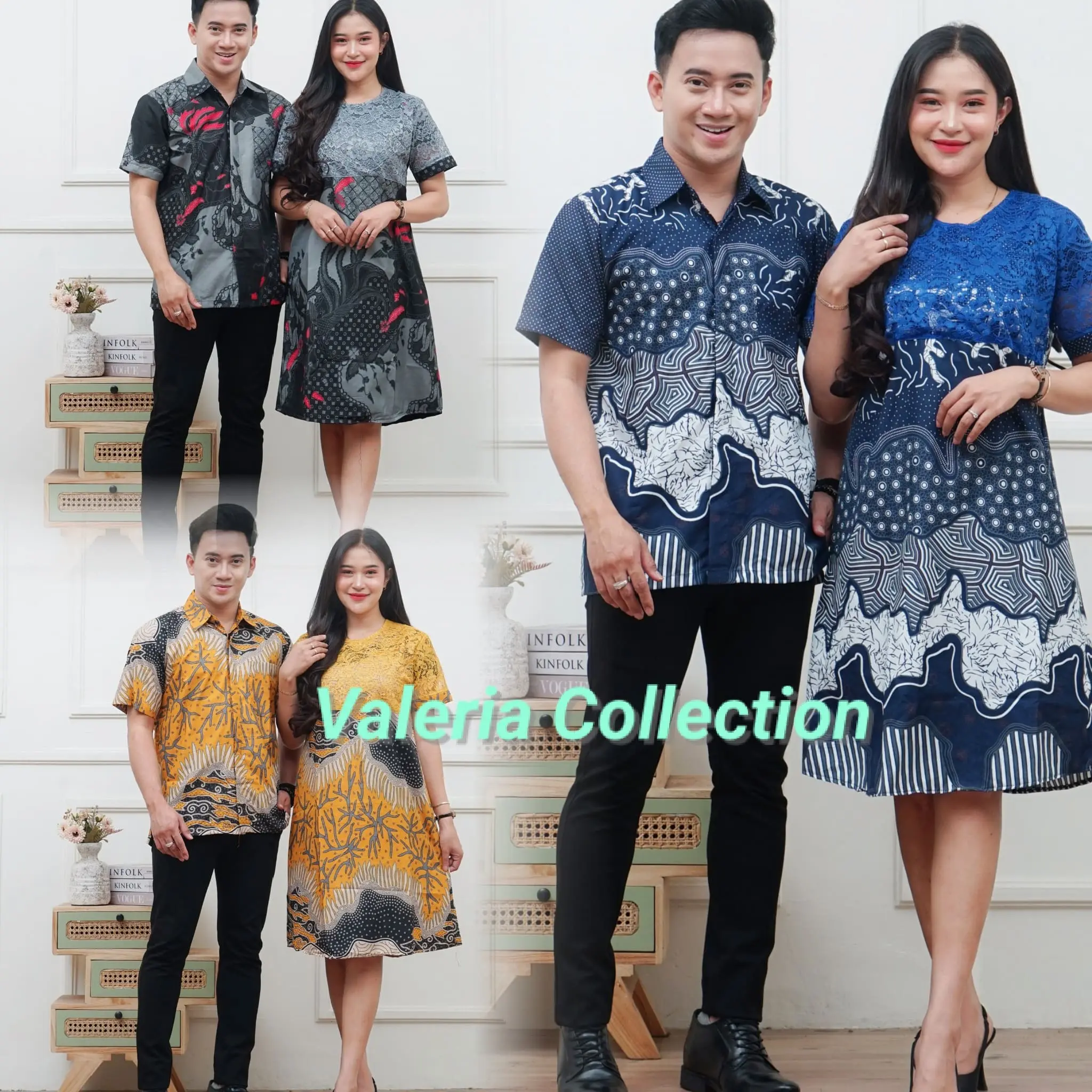 Outfit Baju Couple Batik Pasangan Suami Istri Lengan Pendek Batik Couple Dress Brokat Katun