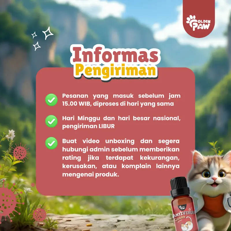 ANTI-VIRUS GUARD 5gr by Golden Paw Obat Virus Calici Distemper Panleu Flu Berat Demam Lemas Panleukopenia Kucing Ampuh Terbaik 6