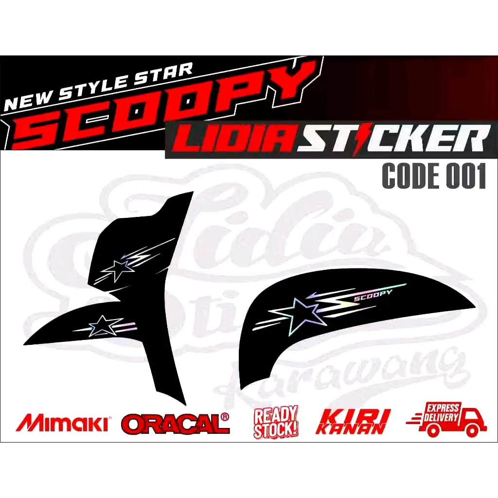 STRIPING MOTOR SCOOPY DONAT NEW STYLE STAR BINTANG CUTTING STICKER Motorcycle Kendaraan