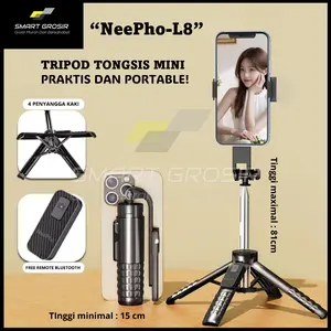 Tongsis Tripod Bluetooth Neepho L8 81CM Selfie Stick Tripod Super Mini for Smartphone Original