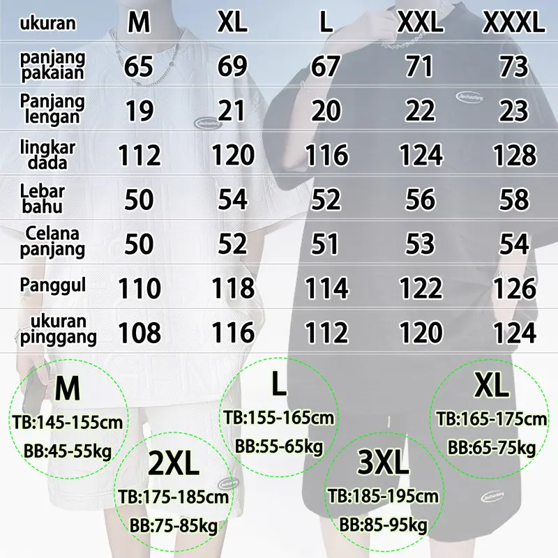 (New promo)Baju setelan pria jumbo Jacquard Kaos Oversize dan Celana Pendek Pria Katun Distro Cowok Dewasa Hitam Combed Polos, Keren Atasan Putih Panjang Polyester Summer Sets setelan starboy Casual Jeans 3
