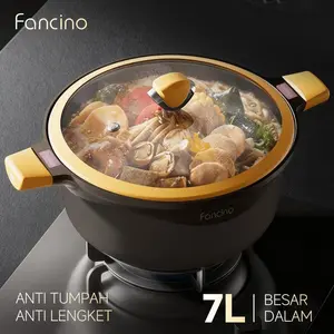 [READY]Fancino Panci Titanium Premium 7L - Wajan Anti Tumpah & Anti Lengket Alami, Untuk Kompor Semua Type, Masak Kaldu & Ungkep Ayam Utuh