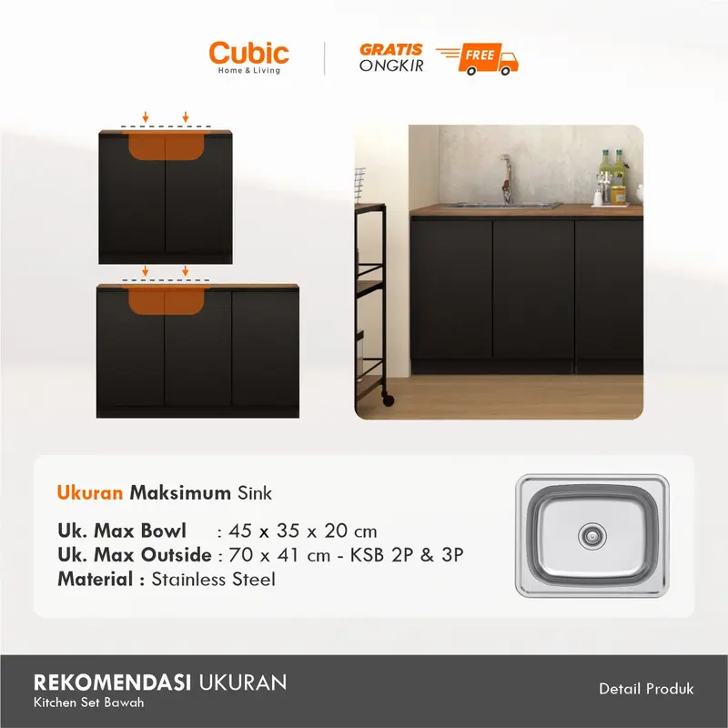 Cubic Kitchen Set Minimalis / Kabinet Dapur / Rak Dapur Basah / CLARA 5