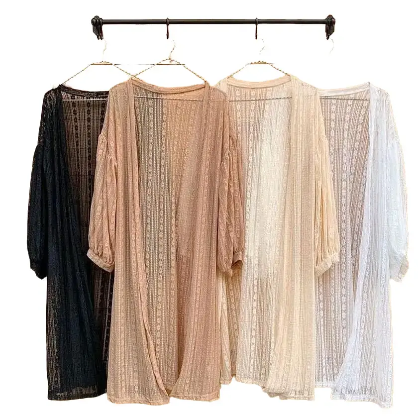 CARDIGAN BROKAT LENGAN BALON JUMBO PREMIUM - KARDIGAN BRUKAT PANJANG BALON - LONG CARDI BURKAT LENGAN BALON TERBARU Muslim Casual Polos Fit  Atasan Outer Baju Wanita