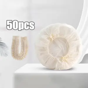50pcs Hotel Shower Caps - Eco-Friendly Biodegradable Corn-Based, Various Sizes with Storage Bag (Shoe Cover Compatible)