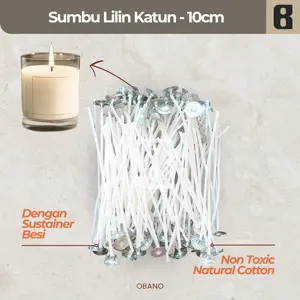Sumbu Lilin Katun Dengan Sustainer 10cm - Cotton Candle Wick