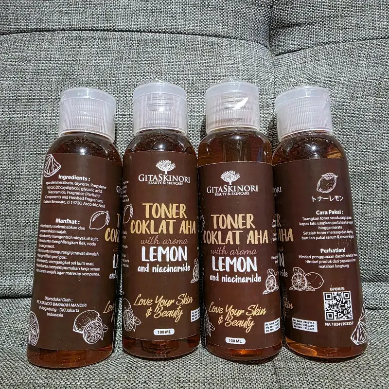 BUNDLING 3 PCS 100ML TONER KELUPAS BPOM TONER COKLAT AHA LEMON ORIGINAL GITASKINORI TONER FLEK  Mencerahkan Kotoran Perawatan Wajah extra badan jerawat 5