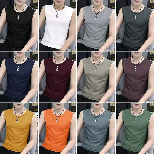 Paket 6 Pcs Kaos Baju Dalam Pria Singlet Yukensi Dewasa Polos Cotton Hitam Putih - Oblong, Tank, Katun, Atasan, Cowok Keren Slim Vit S-M-L-XL Fit warna mix kutang 8