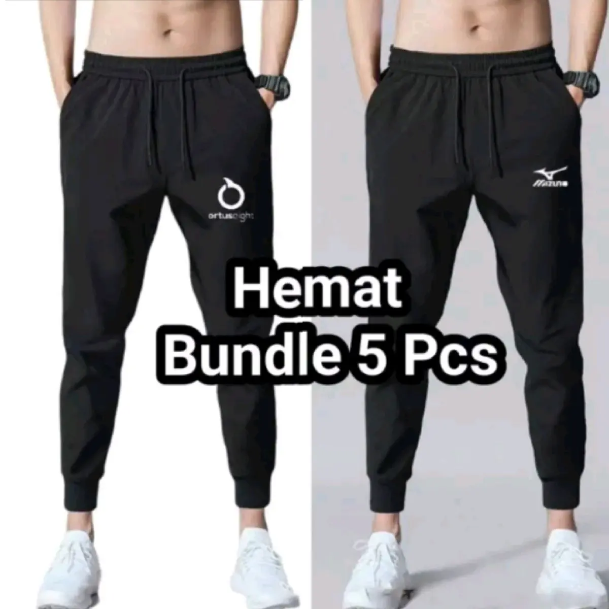[Beli lokal] paket 5 celana joger olahraga pria wanita bahan lotto premium pakai saku 2 kanan kiri Sport Jogger