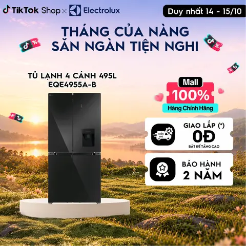 Tủ lạnh Mặt Gương Electrolux 4 cánh Series 800 495L EQE4955A-B Lấy nước ngoài, Làm đông nhanh, Làm lạnh nhanh