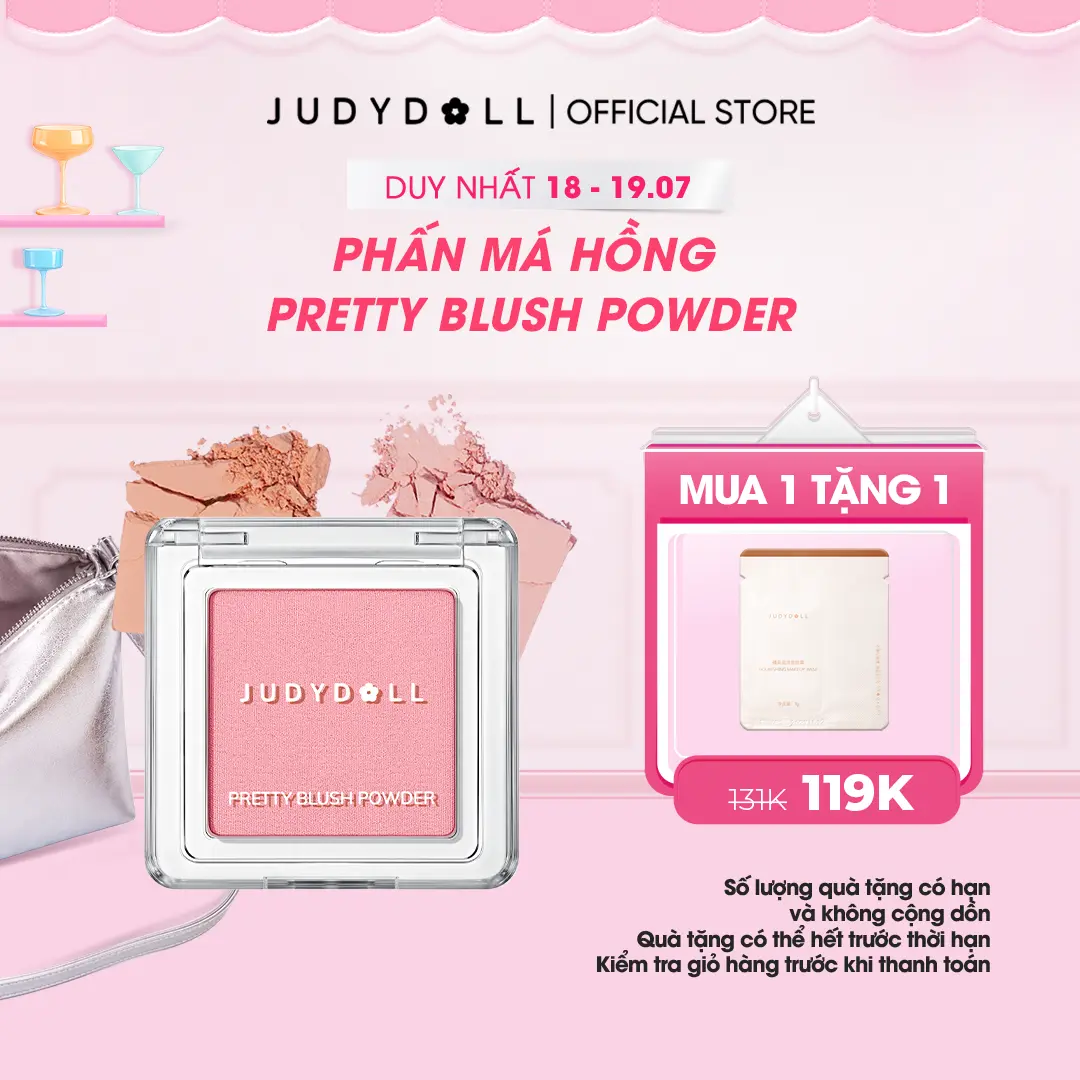 JUDYDOLL Phấn má hồng Judydoll Pretty Blush Powder Chất mịn Tự Nhiên Đa dạng màu hot 2g